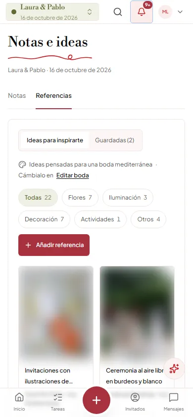 En el móvil, las ideas van en dos columnas (fotos difuminadas en el manual).
